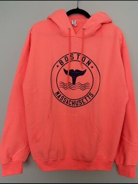 Men's Coral Pullover Hoodie with Drawstring - Brand Unspecified